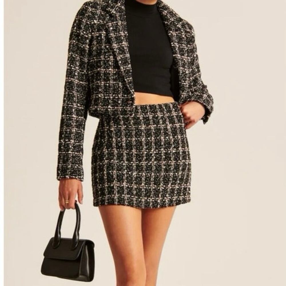 Abercrombie & Fitch Black Tweed Mini Skort Size Small NWT Corpcore Preppy